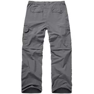Mens Hiking Pants Convertible boy Scout Zip Off Shorts Lightweight Quick Dry Waterproof Stretch Breathable Fishing Safari Pants,6101,Grey,32