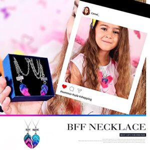 MJartoria BFF Necklace for 2-Split Heart Best Friends Forever Rainbow Colored Mermaid Tail Pendant Friendship Gifts Girls Best Friend Necklace