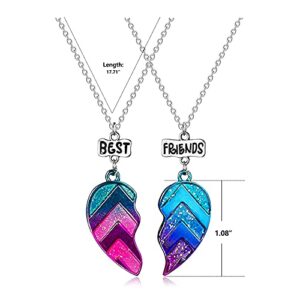 MJartoria BFF Necklace for 2-Split Heart Best Friends Forever Rainbow ...