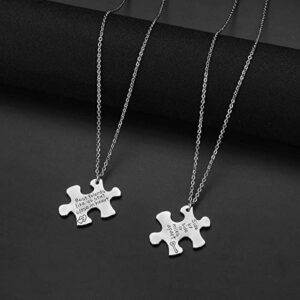 2PCS Best Friends Necklaces for 2 - Side by Side Or Miles Apart BFF Friendship Matching Puzzle Necklace Set Long Distance Friendship Gifts for Women Teen Girls