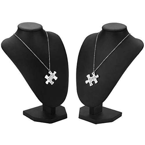 2PCS Best Friends Necklaces for 2 - Side by Side Or Miles Apart BFF Friendship Matching Puzzle Necklace Set Long Distance Friendship Gifts for Women Teen Girls