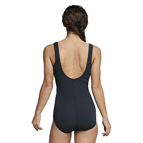 Speedo womens Swimsuit One Piece Endurance+ Shirred Contourback Conservative Cut,New Speedo Black,12