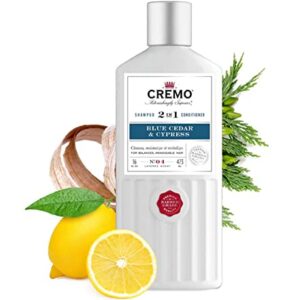Cremo Barber Grade Blue Cedar & Cypress 2-in-1 Shampoo & Conditioner, 16 Fl Oz (2-Pack)