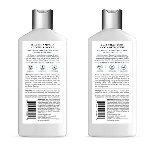 Cremo Barber Grade Blue Cedar & Cypress 2-in-1 Shampoo & Conditioner, 16 Fl Oz (2-Pack)