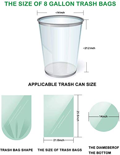 8 Gallon Biodegradable Trash Bags, AYOTEE Garbage Bags 8 gallon, Compostable Medium Trash Bags, Unscented Leak Proof Bags for Office, Home, Bathroom, Car, Kitchen(Green)