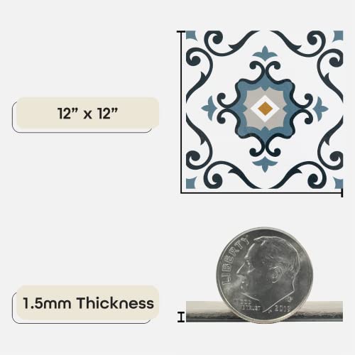 Retro Self Adhesive 12-Inch Vinyl Floor Tiles, 20 Tiles - 12" x 12", Mid Century Modern Slate Pattern - Peel & Stick, DIY Flooring for Kitchen, Dining Room, Bedrooms & Bathrooms by Achim Home Decor