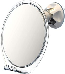 luxo shower mirror, shaving mirror with a razor holder for shower and powerful suction cup - shatterproof shower mirror fogless for shaving, fogless mirror for shower and tweezers (clear)
