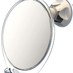 Luxo Shower Mirror, Shaving Mirror with a Razor Holder for Shower and Powerful Suction Cup - Shatterproof Shower Mirror fogless for Shaving, fogless Mirror for Shower and Tweezers (Clear)