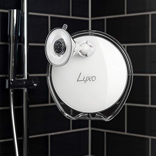 Luxo Shower Mirror, Shaving Mirror with a Razor Holder for Shower and Powerful Suction Cup - Shatterproof Shower Mirror fogless for Shaving, fogless Mirror for Shower and Tweezers (Clear)