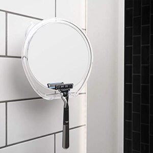 Luxo Shower Mirror, Shaving Mirror with a Razor Holder for Shower and Powerful Suction Cup - Shatterproof Shower Mirror fogless for Shaving, fogless Mirror for Shower and Tweezers (Clear)