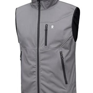 Little Donkey Andy Men's Lightweight Softshell Vest, Windproof Sleeveless Jacket for Travel Hiking Running Golf Gray XL