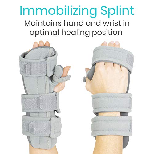 Vive Resting Hand Splint (Right) - Night Immobilizer Wrist Finger Brace - Thumb Stabilizer Wrap - For Arthritis, Tendonitis, Carpal Tunnel Pain - Functional Support For Sprains Fractures (Medium)