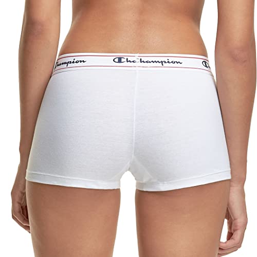 Champion Women's Heritage Underwear, Stretch Cotton Boyshort Panties, Single or 3-Pack, White, 1-Pack, Medium