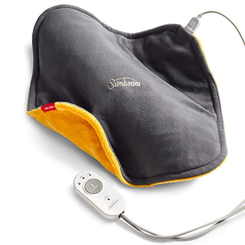 Sunbeam ConformHeat Lightly Weighted Conforming Heating Pad, 14-Inch x 14-Inch, Xpressheat Technology, 3 Temperature Settings, Beeswax/Gray, 1 Count