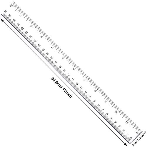 30 Pack Clear Plastic Ruler 12 Inch Flexible Ruler Straight Ruler With Inches and Metric for School Classroom Office