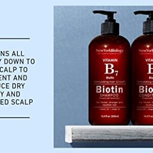 New York Biology Biotin Shampoo and Conditioner Set for Hair Growth and Thinning Hair – Thickening Formula for Hair Loss Treatment – For Men & Women – Anti Dandruff - 16.9 fl Oz