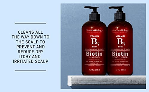 New York Biology Biotin Shampoo and Conditioner Set for Hair Growth and Thinning Hair – Thickening Formula for Hair Loss Treatment – For Men & Women – Anti Dandruff - 16.9 fl Oz