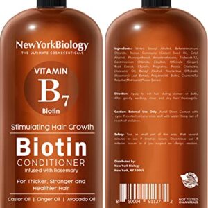 New York Biology Biotin Shampoo and Conditioner Set for Hair Growth and Thinning Hair – Thickening Formula for Hair Loss Treatment – For Men & Women – Anti Dandruff - 16.9 fl Oz