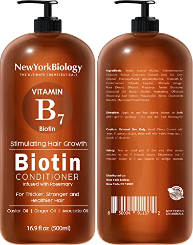 New York Biology Biotin Shampoo and Conditioner Set for Hair Growth and Thinning Hair – Thickening Formula for Hair Loss Treatment – For Men & Women – Anti Dandruff - 16.9 fl Oz