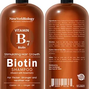 New York Biology Biotin Shampoo and Conditioner Set for Hair Growth and Thinning Hair – Thickening Formula for Hair Loss Treatment – For Men & Women – Anti Dandruff - 16.9 fl Oz