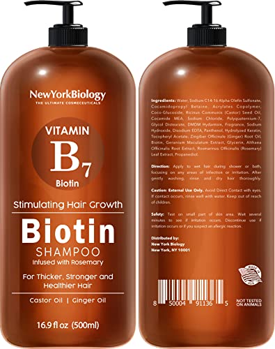 New York Biology Biotin Shampoo and Conditioner Set for Hair Growth and Thinning Hair – Thickening Formula for Hair Loss Treatment – For Men & Women – Anti Dandruff - 16.9 fl Oz