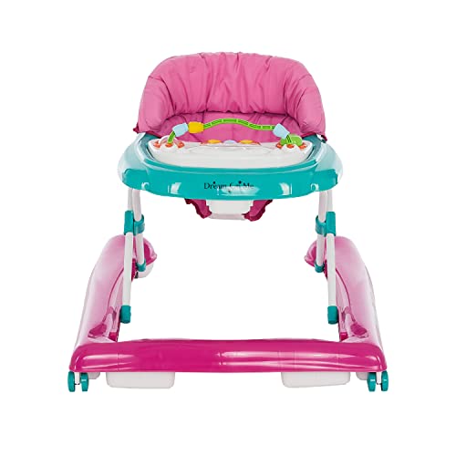 Dream On Me 2-in-1 Ava Baby Walker, Easy Convertible Baby Walker, Walk Behind, Height Adjustable Seat, Added Back Support, Detachable-Toy Slate, Teal Pink