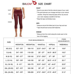 BALEAF Women's Capri Leggings Workout Yoga Running Capris High Waisted Pull On Cropped Leggings with Pockets Black M