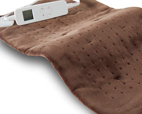 Mosabo Electric Heating Pad for Cramps and Back,Neck,Shoulder Abdomen Pain Relief,12"x24" Extra Large Heat Pad , LCD Controller Heated Pad with 6 Heating Levels - Adjustable Auto Off Time - Brown