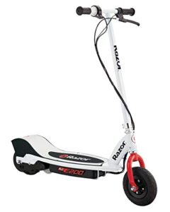razor e200 electric scooter for kids ages 13+ - 8" pneumatic tires, 200-watt motor, up to 12 mph and 40 min of ride time, for riders up to 154 lbs