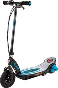 razor power core e100 electric scooter for kids ages 8+ - 100w hub motor, 8" pneumatic tire, up to 11 mph and 60 min ride time, for riders up to 120 lbs