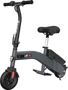 razor ub1 seated electric scooter - 8" air filled front tire, adjustable seat, lightweight and compact design, 36v electric power, 250w motor, up to 13.5 mph, black