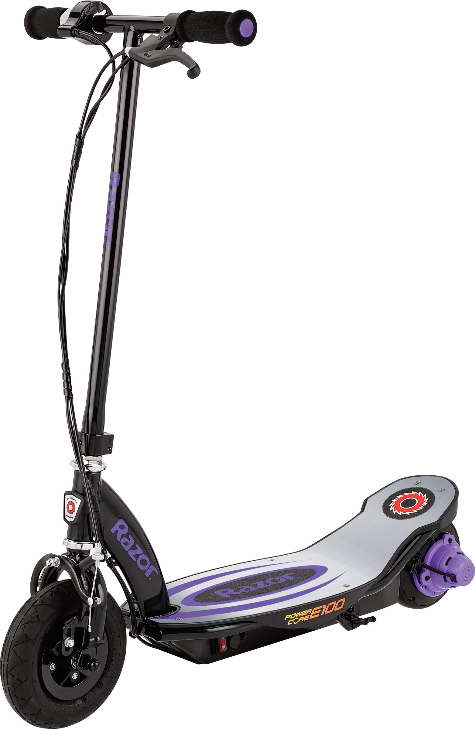 Razor Power Core E100 Electric Scooter for Kids Ages 8+ - 100w Hub Motor, 8" Pneumatic Tire, Up to 11 mph and 60 min Ride Time, For Riders up to 120 lbs