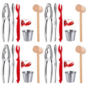 crab crackers and tools - 4 lobster crackers, 4 lobster forks, 4 seafood forks, 4 butter cups, 4 wooden crab mallets, 4 lobster bibs