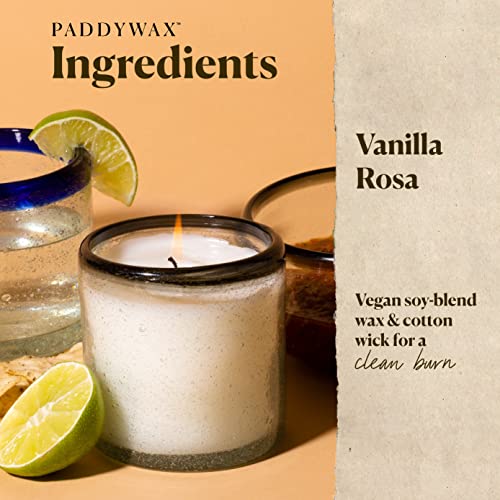 Paddywax La Playa Artisan Hand-Poured Scented Candle, 9-Ounce, Black Rim - Vanilla Rosa