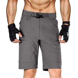 free soldier men's lightweight breathable quick dry tactical shorts hiking cargo shorts nylon spandex（gray 36wx10l