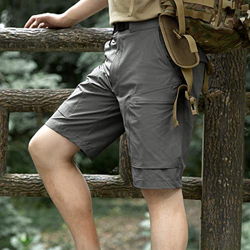 FREE SOLDIER Men's Lightweight Breathable Quick Dry Tactical Shorts Hiking Cargo Shorts Nylon Spandex（Gray 36Wx10L