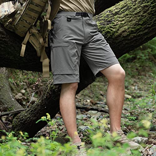 FREE SOLDIER Men's Lightweight Breathable Quick Dry Tactical Shorts Hiking Cargo Shorts Nylon Spandex（Gray 36Wx10L