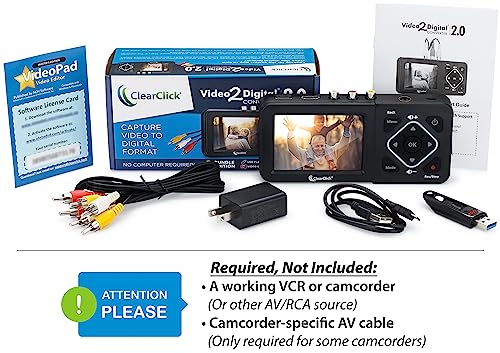 ClearClick Video to Digital Converter 2.0 (Second Generation) - Record Video from VCR's, VHS Tapes, AV, RCA, Hi8, Camcorder, DVD, Gaming Systems (Bundle Edition)