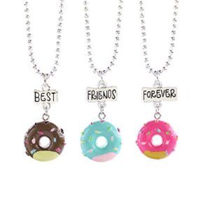 nuobesty friendship bracelets 3 pcs best friend necklaces donuts ice cream pendant friendship bff necklaces for 3 girls birthday friends sisters jewlery gifts (best friend forever) girl toys