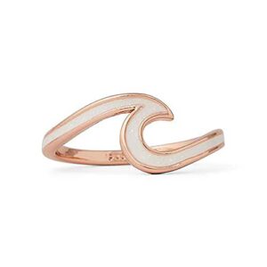 pura vida rose gold-plated enameled wave ring - brass base band, exclusive design - size 8
