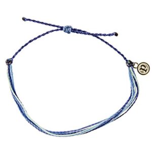 pura vida original surfrider charity bracelet - 100% waterproof, adjustable band - coated brand charm, blue