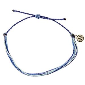 Pura Vida Original Surfrider Charity Bracelet - 100% Waterproof, Adjustable Band - Coated Brand Charm, Blue