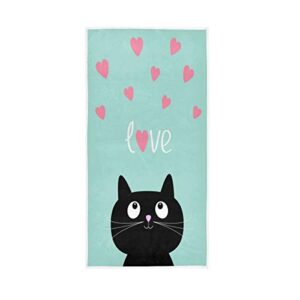 VIKKO Towels Hand Washcloths 30x15 Inch Washcloths Polyester Fingertip Towel with Single-Sided Printing (Cute Cat)