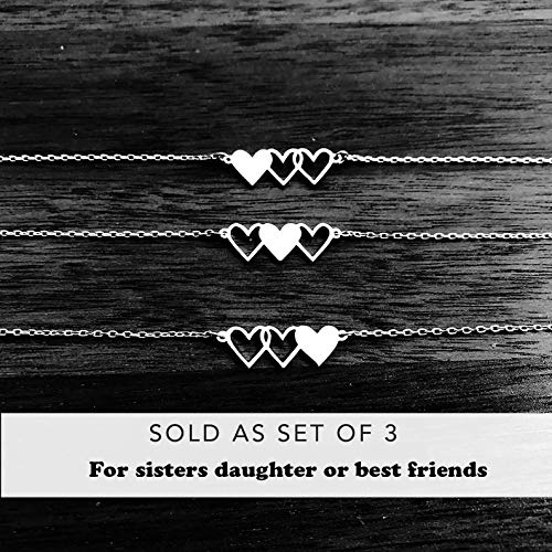 VLINRAS Best Friends Necklace for 3 Sister Necklace For 3 BFF Matching Heart Pendant Friendship Personalized Birthday Gift