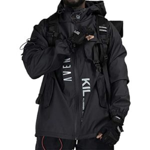 aelfric eden streetwear windbreaker jackets streetwear multi pockets patchwork hip hop cyberpunk techwear harajuku coat