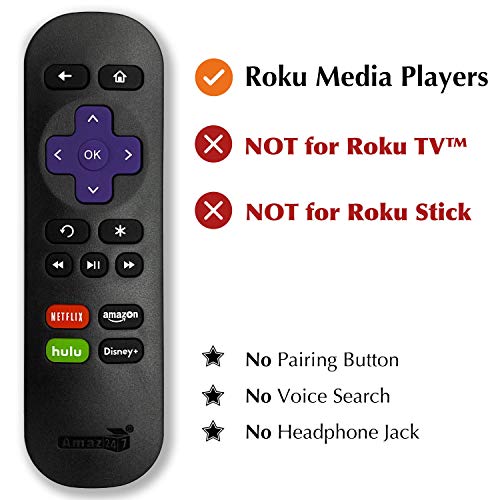 Roku Player Remote for Roku 1, 2, 3, 4 (HD, LT, XS, XD), Roku Express, Roku Premiere, Roku Ultra NOT for ROKU TV NOT for ROKU Stick