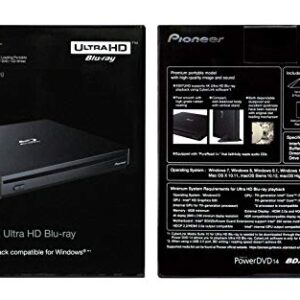 Pioneer BDR-XS07UHD Portable 6x Ultra HD 4K Blu-ray Burner External Drive Bundle with Cyberlink Software Download Installation Code, 100GB M-DISC BDXL and USB Cable - Burns CD DVD BD DL BDXL Discs