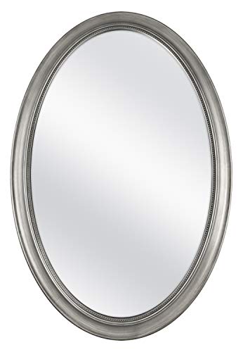 MCS Beaded Oval Mirror, 21 x 31 in, Pewter