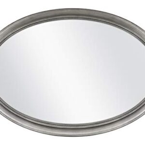 MCS Beaded Oval Mirror, 21 x 31 in, Pewter