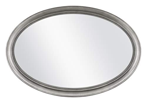 MCS Beaded Oval Mirror, 21 x 31 in, Pewter